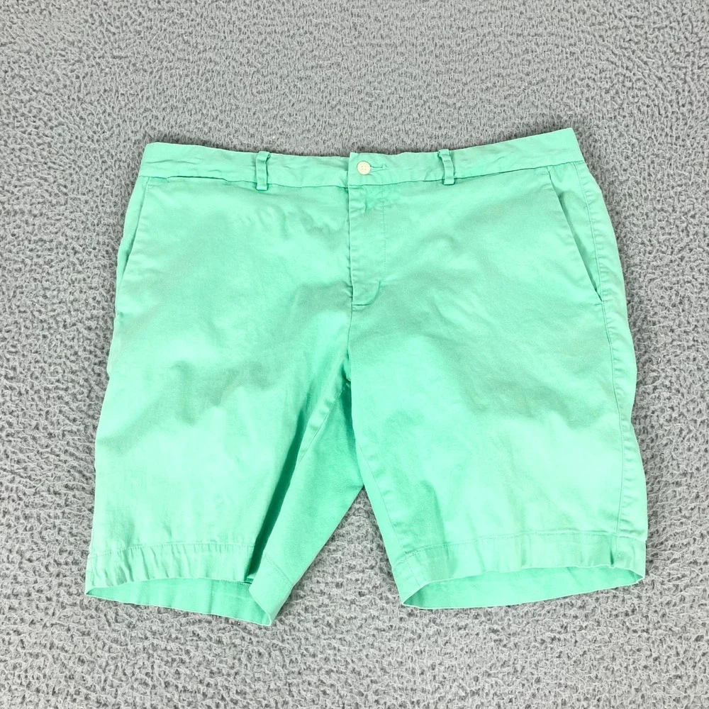 B. Draddy Shorts Mens 38 Green Chino Flat Front Golf Cotton Stretch